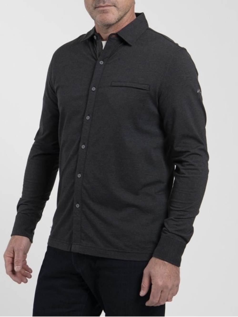 NWT KJUS Men's Inverness Shirt Jersey Cashmere Blend Size 50 M Grey